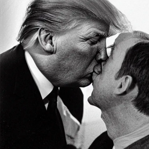 Image similar to still of donald trump kissing adolf hitler