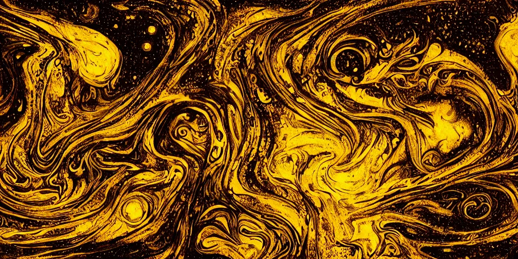 Image similar to realistic scene of cosmic trip, golden, 1 4 5 0, ink, ultra realistic, 8 k