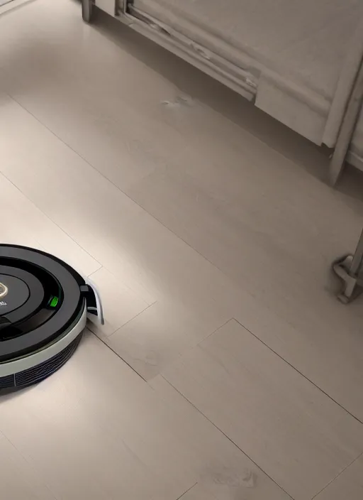 Image similar to A robot roomba with four mechanical limbs, 3D Product, professional render, studio quality, octane render