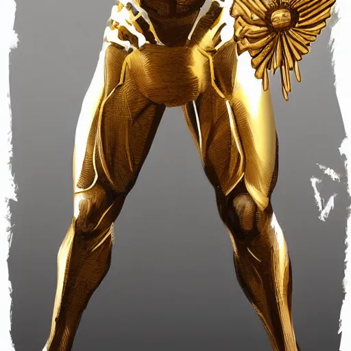 Image similar to A tall and muscular African man with a golden angel wearing nanosuit from Crysis the game. illustration concept art in the style of Arthur Adams