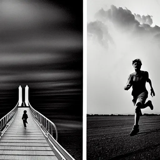Image similar to Running man and the clouds by Trent Parke, clean, detailed, Magnum photos
