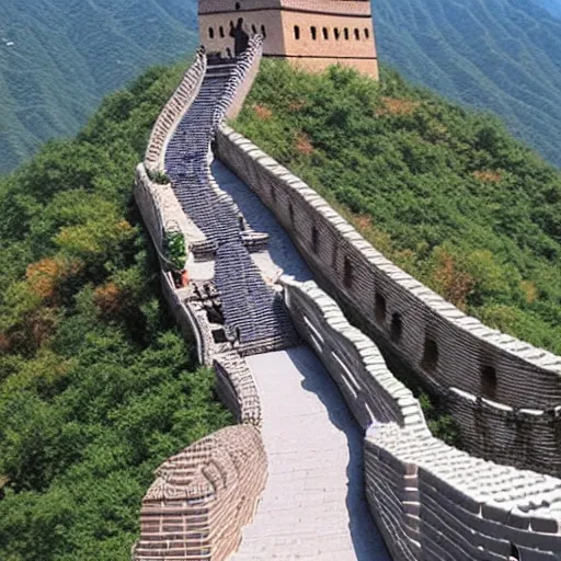 Prompt: Great Wall of china made of Lego bricks