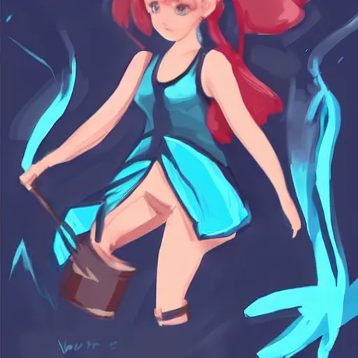 Prompt: concept art of a vtuber, upper-body, water themed, 2d, hd Pinterest