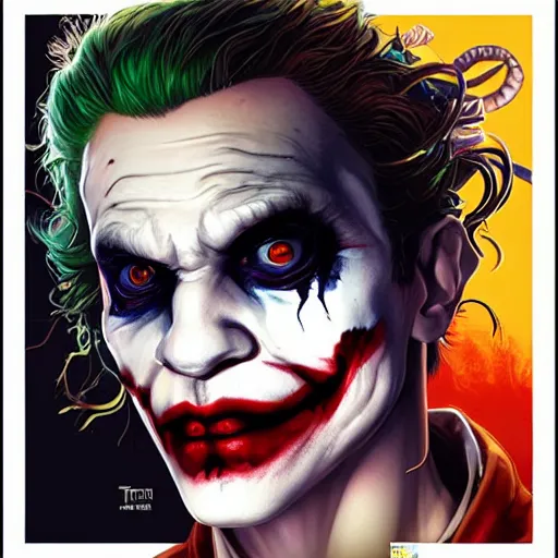 Image similar to lofi biopunk joker portrait, Pixar style, by Tristan Eaton Stanley Artgerm and Tom Bagshaw.