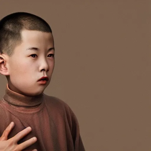 Image similar to chinese boy with buzz cut, cinematic art