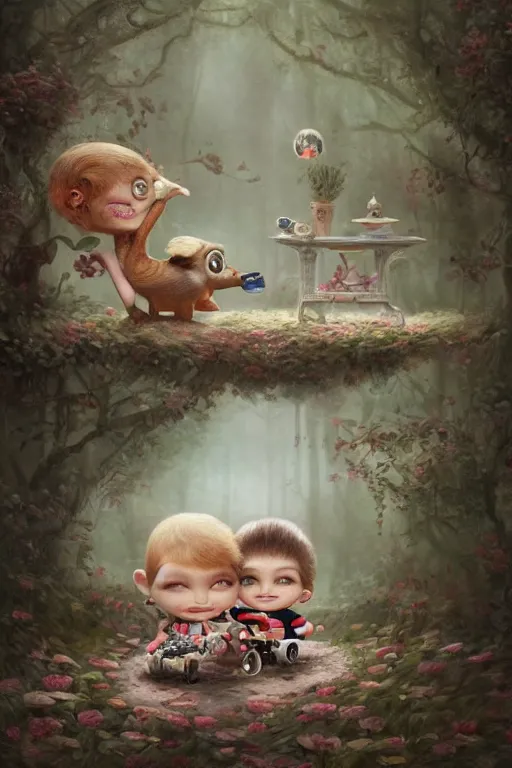 Image similar to max verstappen and louis hamilton, beautiful, attractive, extremely cute, illustration concept art by nicoletta ceccoli, mark ryden, lostfish, detailed and intricate environment, 8 k resolution, hyperrealistic, octane render