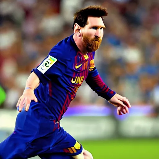 Image similar to lionel messi running extremely fast while his body emits blue lightning, 8 k