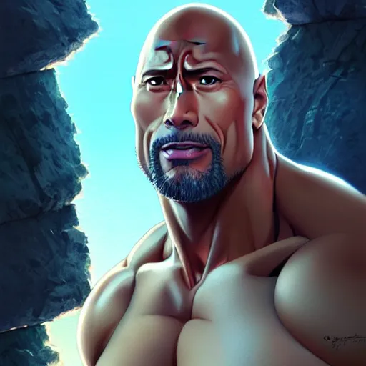 Image similar to dwayne the rock johnson, portrait shinkai makoto studio ghibli studio key hideaki anno sakimichan stanley artgerm lau rossdraws james jean marc simonetti elegant highly detailed digital painting artstation pixiv