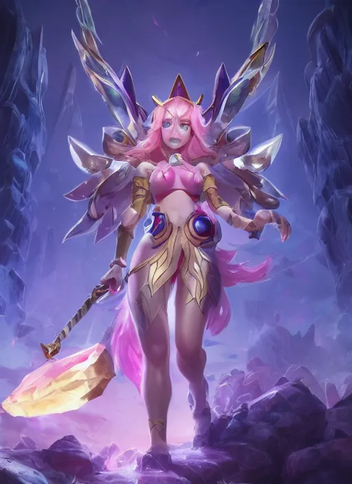 Image similar to portrait of malphite as star guardian from league of legends, au naturel, hyper detailed, digital art, trending in artstation, cinematic lighting, studio quality, smooth render, unreal engine 5 rendered, octane rendered, art style by klimt and nixeu and ian sprigger and wlop and krenz cushart and riot