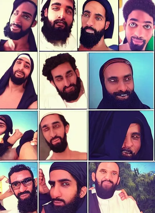 Image similar to the prophet mohammed instagram thirst trap photo shoot, perfect faces