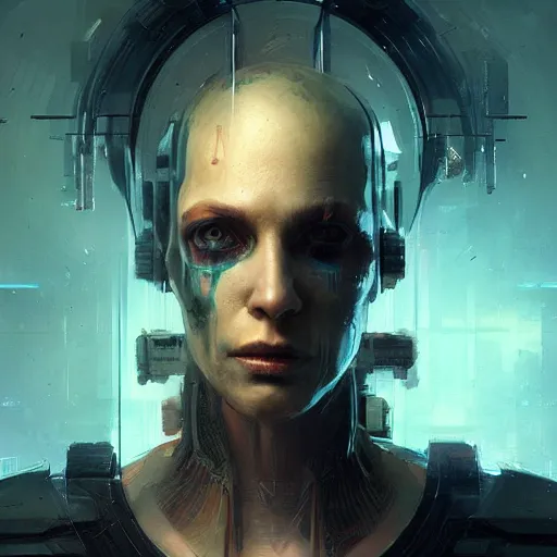 Prompt: portrait of a horrific cyberpunk monster, concept by greg rutkowski, highly detailed, sci-fi, sharp focus,