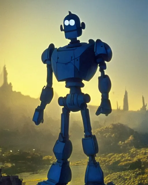 Prompt: Iron Giant made of porcelain, Warner Bros. 1999. HD photograph
