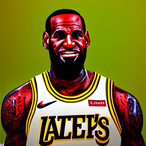 Prompt: a hyperdetailed digital oil portrait painting of Lebron James