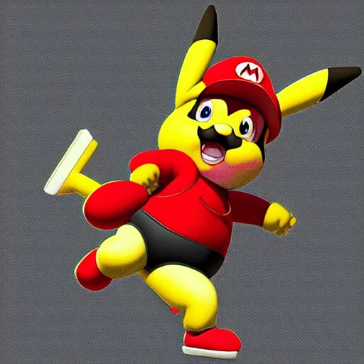 Prompt: pikachu as mario highly detailed digital art