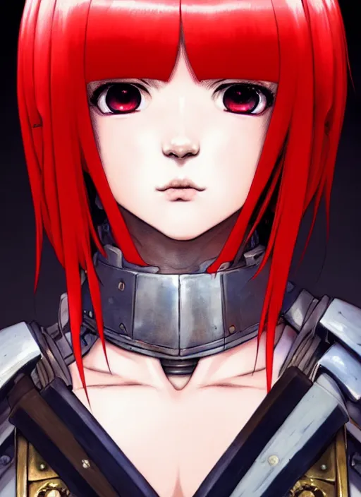 Image similar to portrait of Anime sister of battle, Warhammer 40000, cute-fine-face, red-short-hair pretty face, realistic shaded Perfect face, fine details. Anime. realistic shaded lighting by Ilya Kuvshinov katsuhiro otomo ghost-in-the-shell, magali villeneuve, artgerm, rutkowski, WLOP Jeremy Lipkin and Giuseppe Dangelico Pino and Michael Garmash and Rob Rey