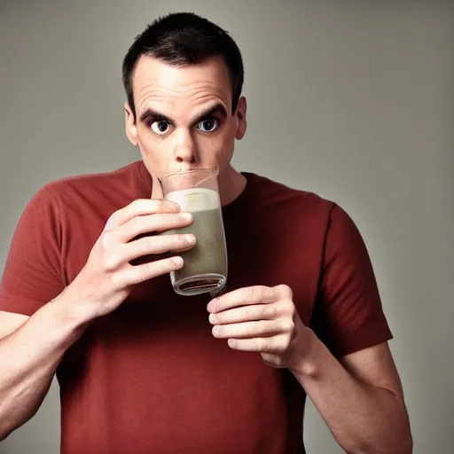 Prompt: steve-o drinking milk