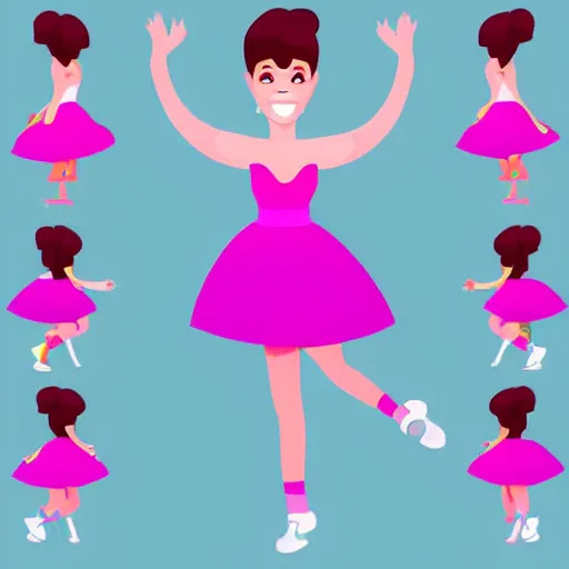 Prompt: very cute girl dancing,vector art.