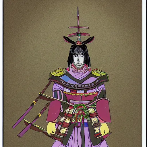 Prompt: a ancient psychedelic samurai