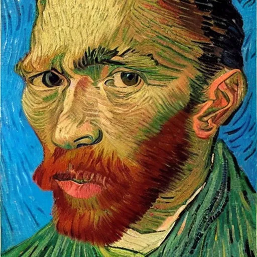 Prompt: pic of face of a 29-year-old man with tan skin ,van Gogh style