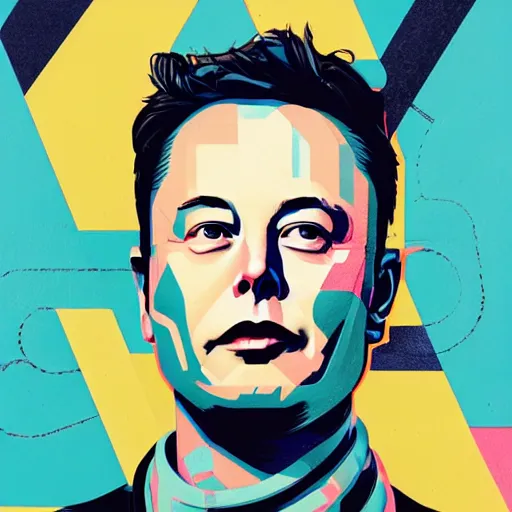 Image similar to Elon Musk profile picture by Sachin Teng, asymmetrical, Organic Painting , Matte Painting, geometric shapes, hard edges, graffiti, street art:2 by Sachin Teng:4