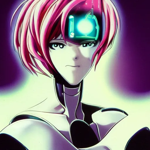 Image similar to anime protagonist woman robot, hyper detailed, ghost in a shell, 1 9 9 0 s