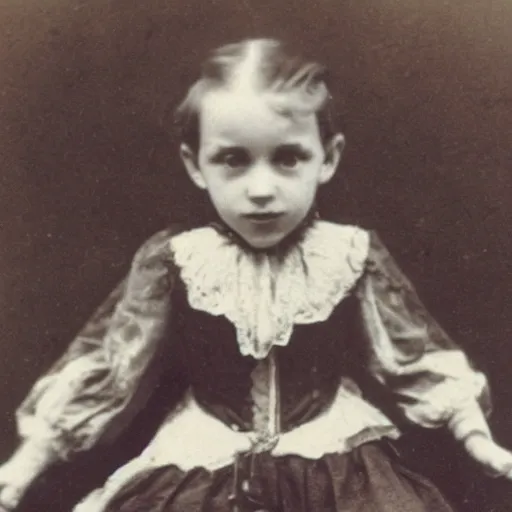 Image similar to an old photograph of a victorian child filled with spiders