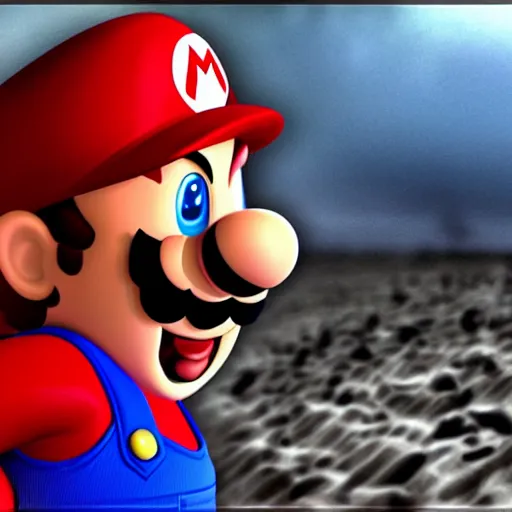 Prompt: super mario storm the beaches of normandy, old picture, monotone, hyper realistic, in battle, cinematic, hd, army, smoke, combat, war, firearms, trenches, bombing, open shot