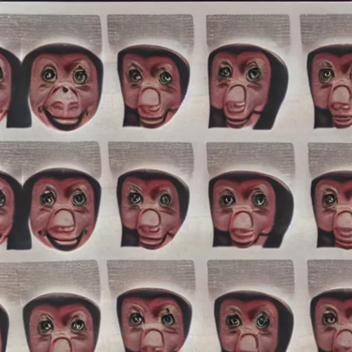 Image similar to public information film from the 1 9 7 0 s monkey faces