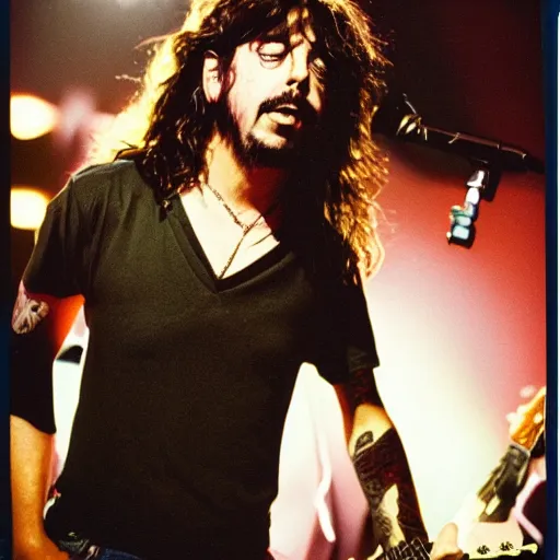 Prompt: 2 1 yo young dave grohl 1 9 9 4 rock tour photograph, rollingstone magazine