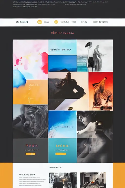 Image similar to website layout for digital artist, clean modern colorful ui