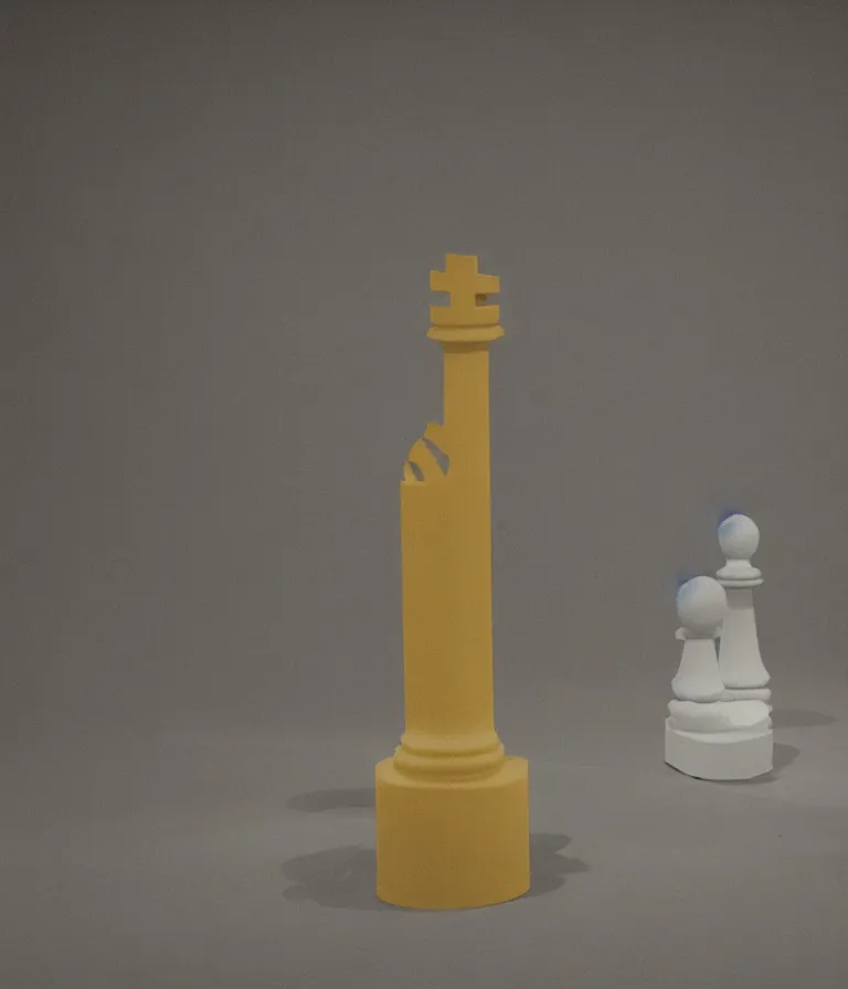 Image similar to minimal realistic textured chess - piece readymade by marcel duchamp in a museum, color bleed, light leak, marcel duchamp, man ray, hito steyerl, saadane afif