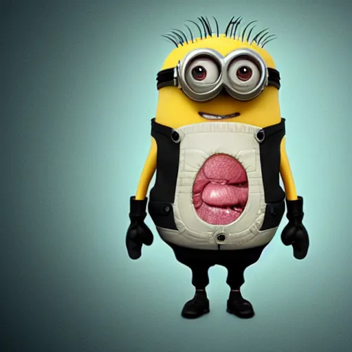 Image similar to A detailed biological anatomy of a minion.