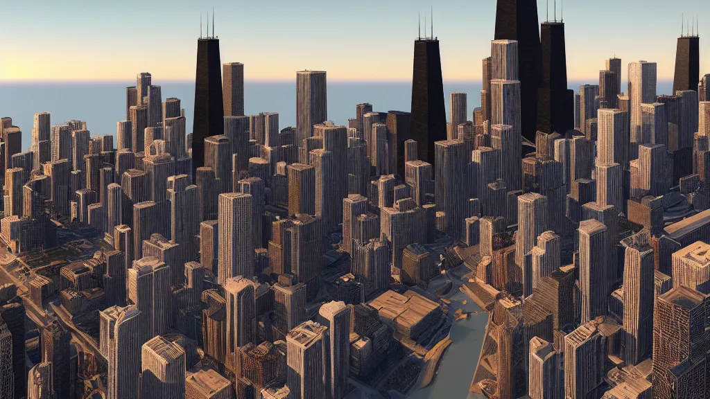 Prompt: there is a monster problem in Chicago, photorealistic, 8k, golden hour, hyperrealistic, super detailed