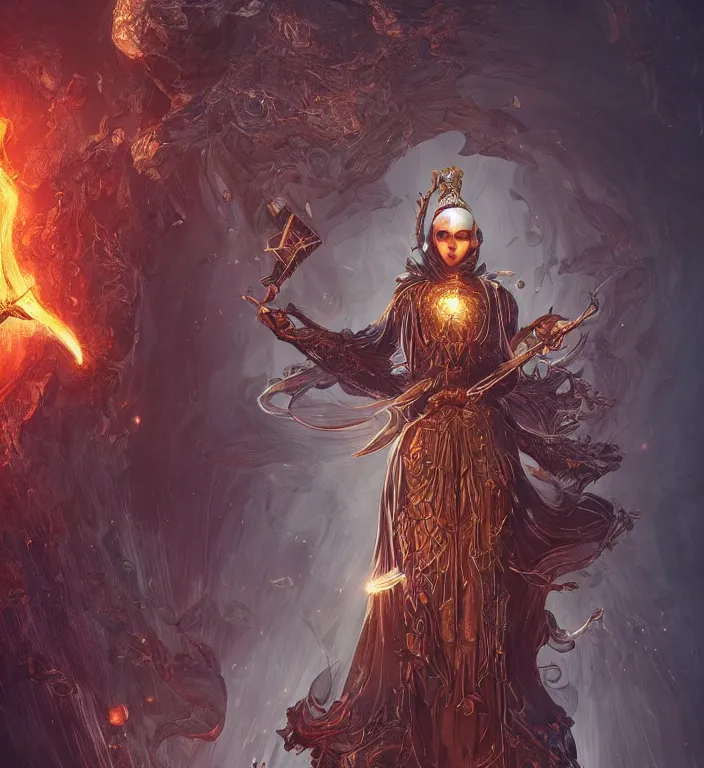 Image similar to unreal engine render + a goddess, tarot card, dark souls colour scheme, luminal, smooth, coherent, high detailed, kerem beyit, Karol Bak, james gurney, featured on artstation, instagram HD, unreal engine