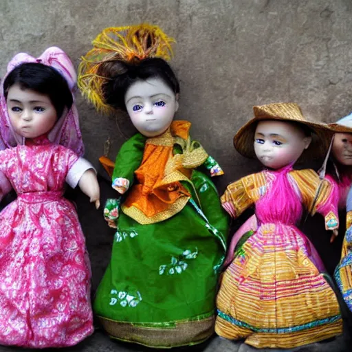 Image similar to Realistic photograph of dolls made in Losoong festival in India