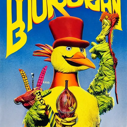 Prompt: big bird by artgem by brian bolland by alex ross by artgem by brian bolland by alex rossby artgem by brian bolland by alex ross by artgem by brian bolland by alex ross