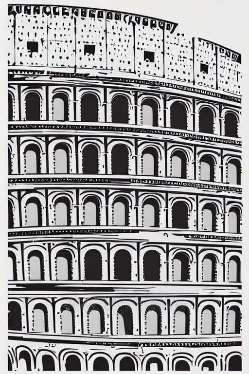 Image similar to minimalist boho style art of colorful colosseum, illustration, vector art