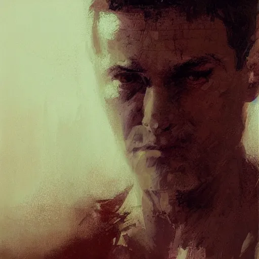 Image similar to A new dawn from the darkness, male portrait, mental health, psychology, Concept Art, Detailed, a masterpiece by Craig Mullins