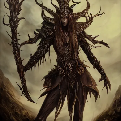 Image similar to dark fantasy concept of elven tree elf god, with dark steel and eldritch wood armor on a mountain, cinematic, dynamic lighting, photorealistic, ultra detailed, trending on art station, stunning visuals, creative, hyper detailed