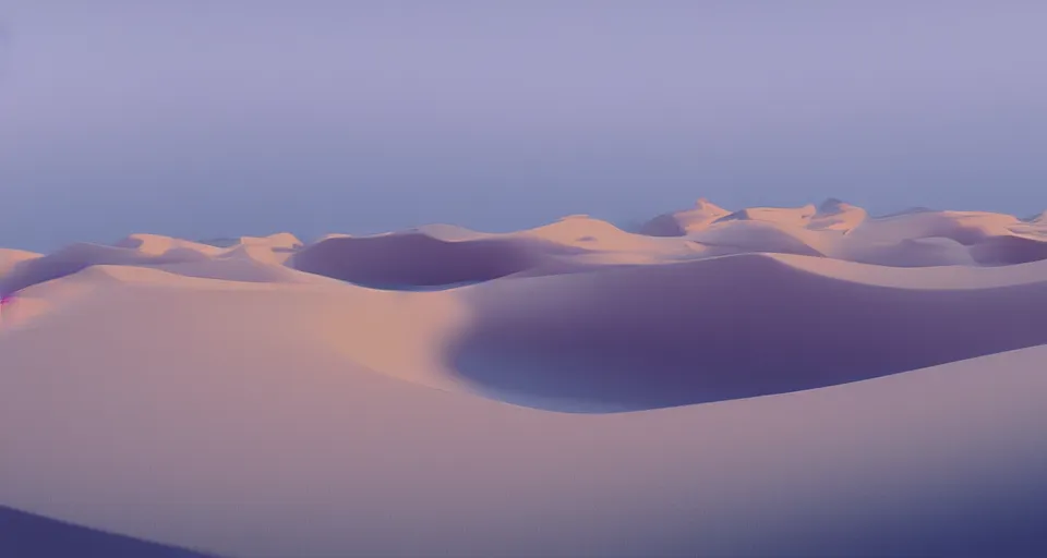 Image similar to a matte painting of desert dunes with blue light falling on them, trending on artstation