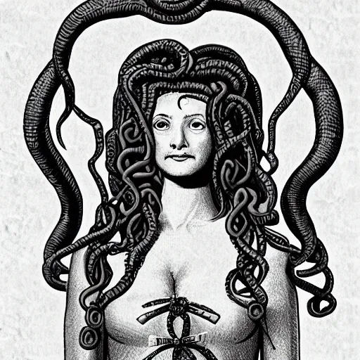 Prompt: portrait of medusa in the style of MidJourney