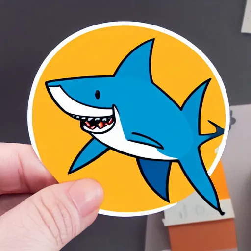 Image similar to die cut sticker of cartoon friendly shark