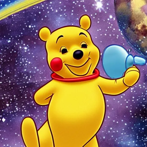 Prompt: winnie the pooh in space. live action movie still