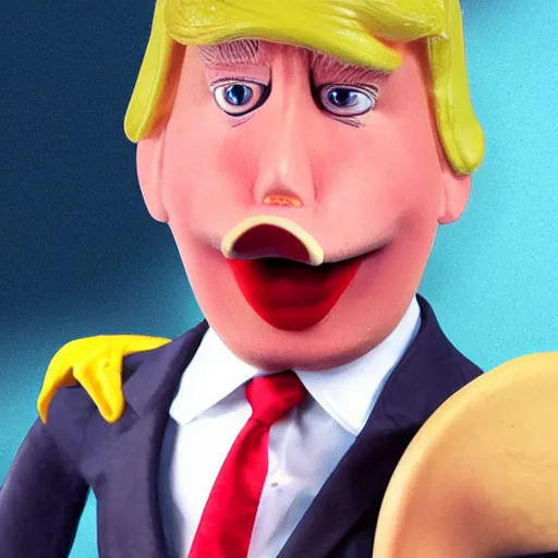 Image similar to Donald Trump in the style of Wallace and Gromit