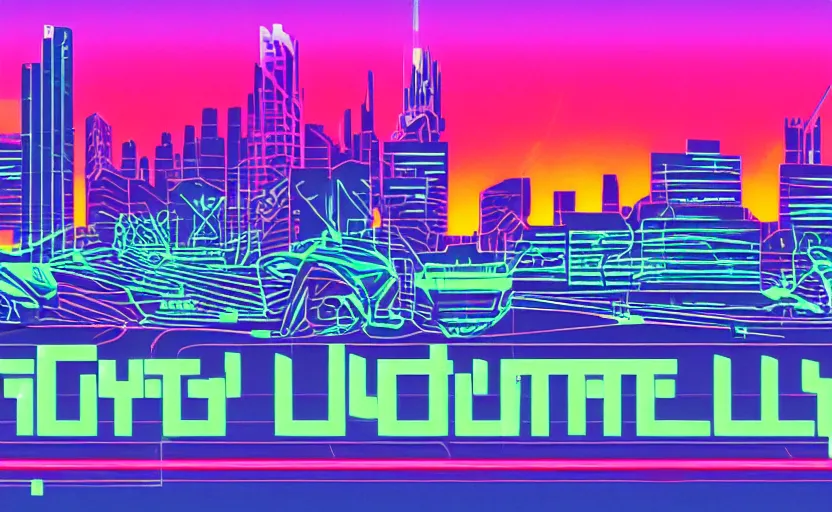 Prompt: beautiful synthwave city in an oscilloscope