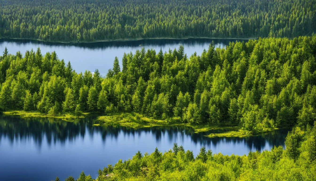 Prompt: eastern european, small lake view from hill shore, national park, nature, atmospheric, ambient vibe, very detailed, high resolution, 8 k