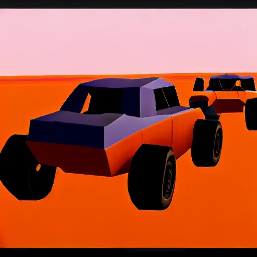 Image similar to mad max racing, nintendo 6 4 screenshot, low poly, aliased