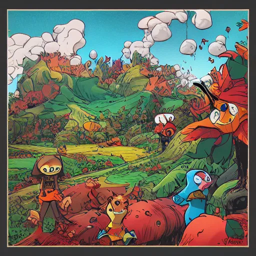 Image similar to a landscape, artwork by skottie young