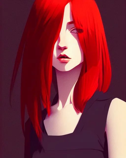 Prompt: a detailed portrait of a stunning woman with red hair and freckles by ilya kuvshinov, digital art, dramatic lighting, dramatic angle