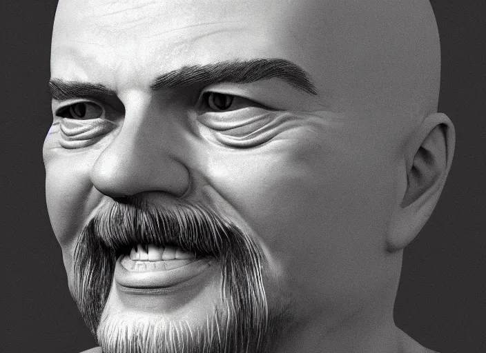 Image similar to hyper detailed portrait of smiling lenin by richard avedon, unreal engine 5, lumen, nanite, dslr